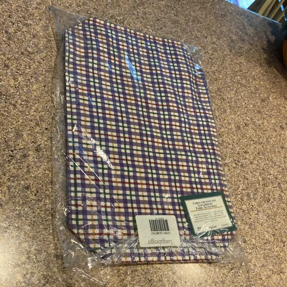 NIP Longaberger 2 Fabric Placemats Blueberry Plaid / Fruit Medley